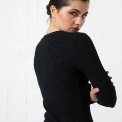 Πολύ καλή προσφορά 🔔 The Fashion Project Πλεκτό φόρεμα με χρυσά κουμπιά - Μαύρο 🥰 -Φορέματα Εκπτώσεις rip efarmosto forema me xrusa koumpia 95912 4o8i