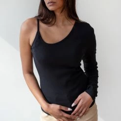 Best Pirce 🌟 The Fashion Project Ριπ τοπάκι με ένα μανίκι - Μαύρο 🔔