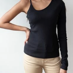 Best Pirce 🌟 The Fashion Project Ριπ τοπάκι με ένα μανίκι - Μαύρο 🔔 -Φορέματα Εκπτώσεις rip topaki me ena maniki 87421 urt5