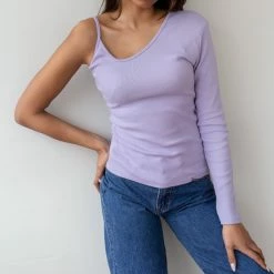 Ολοκαίνουργιο 💯 The Fashion Project Ριπ τοπάκι με ένα μανίκι - Λιλά 😉 -Φορέματα Εκπτώσεις rip topaki me ena maniki 87423 pmnb