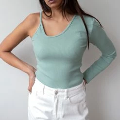 Εξοδος 😍 The Fashion Project Ριπ τοπάκι με ένα μανίκι - Μέντα 💯