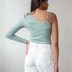 Εξοδος 😍 The Fashion Project Ριπ τοπάκι με ένα μανίκι - Μέντα 💯 -Φορέματα Εκπτώσεις rip topaki me ena maniki 87424 o04k