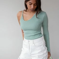 Εξοδος 😍 The Fashion Project Ριπ τοπάκι με ένα μανίκι - Μέντα 💯 -Φορέματα Εκπτώσεις rip topaki me ena maniki 87424 ykrm