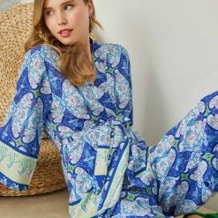 ΧΟΝΔΡΙΚΟ ΕΜΠΟΡΙΟ 😀 The Fashion Project Σετ Boho παντελόνι με κιμονό - Μπλε 🌟