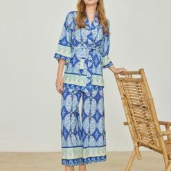 ΧΟΝΔΡΙΚΟ ΕΜΠΟΡΙΟ 😀 The Fashion Project Σετ Boho παντελόνι με κιμονό - Μπλε 🌟 -Φορέματα Εκπτώσεις set boho panteloni me kimono 104859 o6gi