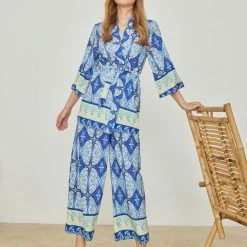 ΧΟΝΔΡΙΚΟ ΕΜΠΟΡΙΟ 😀 The Fashion Project Σετ Boho παντελόνι με κιμονό - Μπλε 🌟 -Φορέματα Εκπτώσεις set boho panteloni me kimono 104859 vmxb