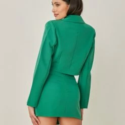 Τοπ 10 🔥 The Fashion Project Σετ Cropped σακάκι με μίνι φούστα - Πράσινο 🎉 -Φορέματα Εκπτώσεις set cropped sakaki me mini fousta 101045 f2hk