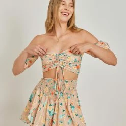 Τοπ 10 🤩 The Fashion Project Σετ Floral σορτς με τοπάκι - Μπεζ 🎉 -Φορέματα Εκπτώσεις set floral sorts me topaki 104962 8yl7