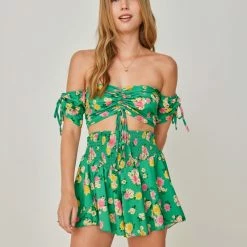 Καλύτερες κριτικές για 🎉 The Fashion Project Σετ Floral σορτς με τοπάκι - Πράσινο 🔥