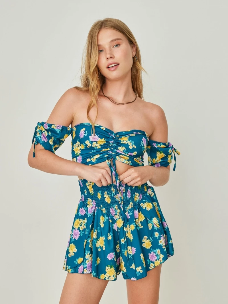 Προϋπολογισμός 🧨 The Fashion Project Σετ Floral σορτς με τοπάκι - Petrol 🧨 1 Προϋπολογισμός 🧨 The Fashion Project Σετ Floral σορτς με τοπάκι - Petrol 🧨