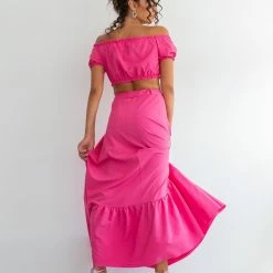 Ολοκαίνουργιο 🤩 The Fashion Project Σετ φούστα με Cropped τοπάκι - Φούξια 🎉 -Φορέματα Εκπτώσεις set fousta me cropped toopaki 104594 2pv2