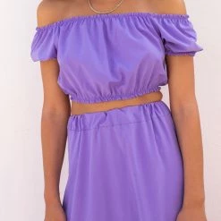 Φτηνός 🤩 The Fashion Project Σετ φούστα με Cropped τοπάκι - Μωβ 🎁 -Φορέματα Εκπτώσεις set fousta me cropped toopaki 104595 47gy