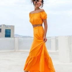Εκπτωση 😍 The Fashion Project Σετ φούστα με Cropped τοπάκι - Πορτοκαλί ⭐