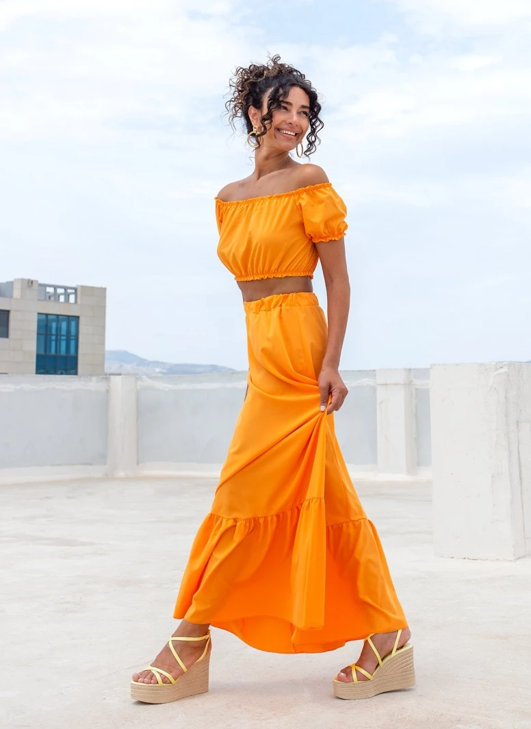 Εκπτωση 😍 The Fashion Project Σετ φούστα με Cropped τοπάκι - Πορτοκαλί ⭐ 1 Εκπτωση 😍 The Fashion Project Σετ φούστα με Cropped τοπάκι - Πορτοκαλί ⭐