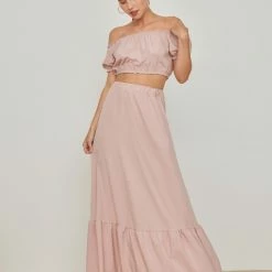 Προώθηση 🤩 The Fashion Project Σετ φούστα με Cropped τοπάκι - Nude 🎁 -Φορέματα Εκπτώσεις set fousta me cropped topaki 104592 mrcv