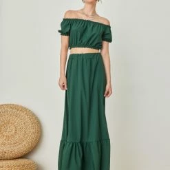 Νέος 🔔 The Fashion Project Σετ φούστα με Cropped τοπάκι - Κυπαρισσί 🛒