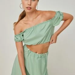 Εκπτωση 🧨 The Fashion Project Σετ φούστα με Cropped τοπάκι - Μέντα 🥰 -Φορέματα Εκπτώσεις set fousta me cropped topaki 104598 35wp