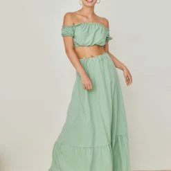 Εκπτωση 🧨 The Fashion Project Σετ φούστα με Cropped τοπάκι - Μέντα 🥰