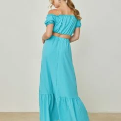 Τοπ 10 🌟 The Fashion Project Σετ φούστα με Cropped τοπάκι - Τυρκουάζ ⭐ -Φορέματα Εκπτώσεις set fousta me cropped topaki 104599 9mre