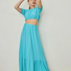 Τοπ 10 🌟 The Fashion Project Σετ φούστα με Cropped τοπάκι - Τυρκουάζ ⭐