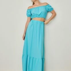 Τοπ 10 🌟 The Fashion Project Σετ φούστα με Cropped τοπάκι - Τυρκουάζ ⭐ -Φορέματα Εκπτώσεις set fousta me cropped topaki 104599 ydjy