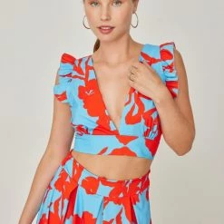 Αγορά ❤️ The Fashion Project Σετ φούστα με δετό τοπ - Γαλάζιο 🤩