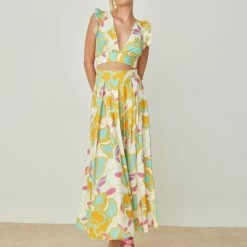 Αγορά ✔️ The Fashion Project Σετ φούστα με τοπ με μεγάλα λουλούδια - Κίτρινο 😍