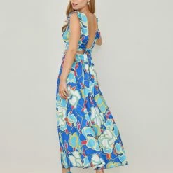 Εξοδος 💯 The Fashion Project Σετ φούστα με τοπ με μεγάλα λουλούδια - Μπλε 😉 -Φορέματα Εκπτώσεις set fousta me top me megala louloudia 104852 ydt2