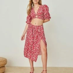 Εξοδος 💯 The Fashion Project Σετ φούστα με τοπάκι - Μπορντό ⭐ -Φορέματα Εκπτώσεις set fousta me topaki 105086 29mc