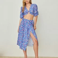 Εκπτωση 🧨 The Fashion Project Σετ φούστα με τοπάκι - Μπλε 🎁 -Φορέματα Εκπτώσεις set fousta me topaki 105087 cxzw