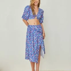 Εκπτωση 🧨 The Fashion Project Σετ φούστα με τοπάκι - Μπλε 🎁 -Φορέματα Εκπτώσεις set fousta me topaki 105087 zetm