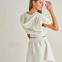 Καλύτερη πώληση ✔️ The Fashion Project Σετ φούτερ ζακέτα με σορτς - Λευκό ✨ -Φορέματα Εκπτώσεις set fouter zaketa me sorts 90076 gzo8