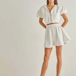 Καλύτερη πώληση ✔️ The Fashion Project Σετ φούτερ ζακέτα με σορτς - Λευκό ✨ -Φορέματα Εκπτώσεις set fouter zaketa me sorts 90076 pmct