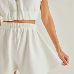 Καλύτερη πώληση ✔️ The Fashion Project Σετ φούτερ ζακέτα με σορτς - Λευκό ✨ -Φορέματα Εκπτώσεις set fouter zaketa me sorts 90076 sp3y