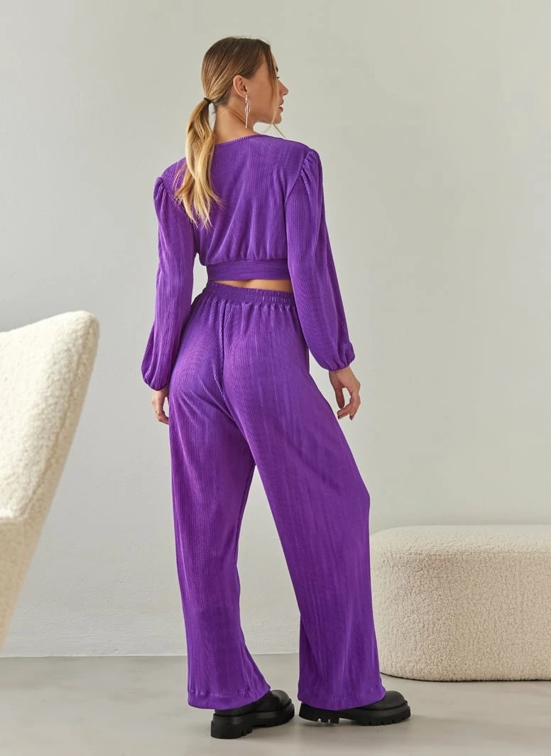 ΧΟΝΔΡΙΚΟ ΕΜΠΟΡΙΟ 🥰 The Fashion Project Σετ γκοφρέ παντελόνι με κρουαζέ τοπ - Μωβ 🎉 7 ΧΟΝΔΡΙΚΟ ΕΜΠΟΡΙΟ 🥰 The Fashion Project Σετ γκοφρέ παντελόνι με κρουαζέ τοπ - Μωβ 🎉 - Image 7