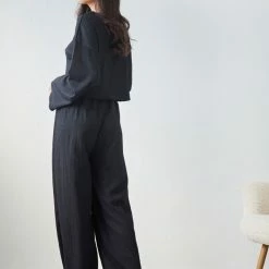 Τοπ 10 😀 The Fashion Project Σετ γκοφρέ παντελόνι με τοπ - Μαύρο 🤩 -Φορέματα Εκπτώσεις set gkofre panteloni me top 108084 mddh