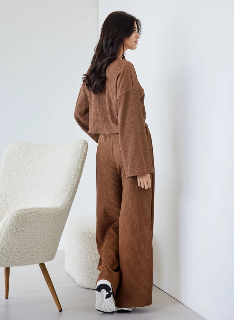 Καλύτερη πώληση ❤️ The Fashion Project Σετ γκοφρέ παντελόνι με τοπ - Καφέ 🎉 3 Καλύτερη πώληση ❤️ The Fashion Project Σετ γκοφρέ παντελόνι με τοπ - Καφέ 🎉 - Image 3