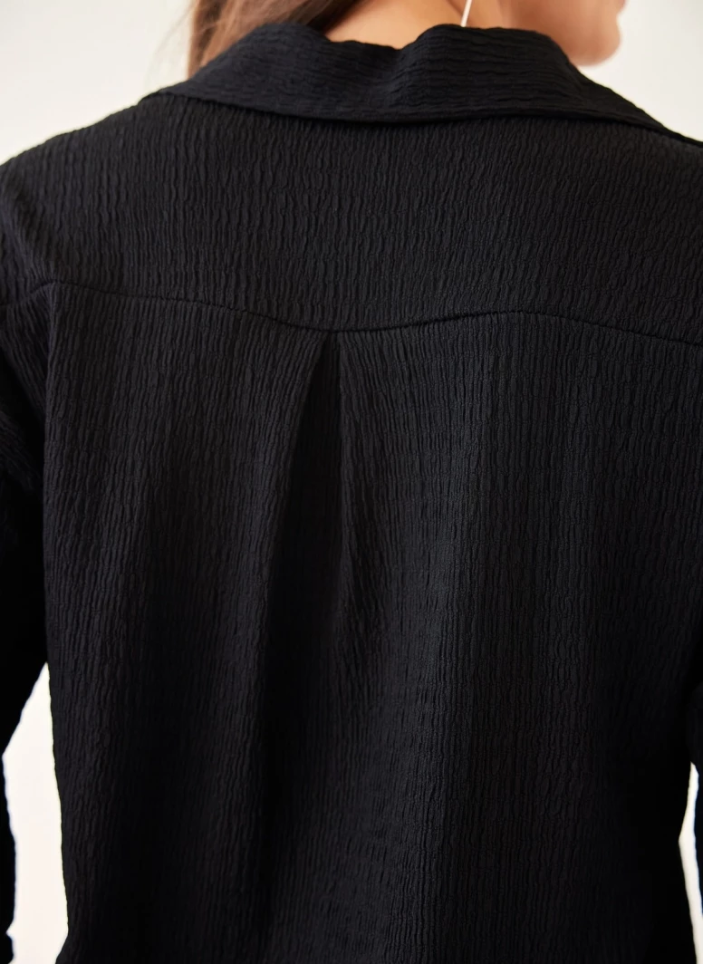 ΧΟΝΔΡΙΚΟ ΕΜΠΟΡΙΟ 💯 The Fashion Project Σετ γκοφρέ πουκάμισο με παντελόνι - Μαύρο 🎁 3 ΧΟΝΔΡΙΚΟ ΕΜΠΟΡΙΟ 💯 The Fashion Project Σετ γκοφρέ πουκάμισο με παντελόνι - Μαύρο 🎁 - Image 3