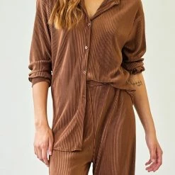 Η καλύτερη συμφωνία ✨ The Fashion Project Σετ γκοφρέ πουκάμισο με παντελόνι - Καφέ 👏 -Φορέματα Εκπτώσεις set gkofre poukamiso me panteloni 108519 ikvy