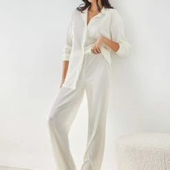 Πολύ καλή προσφορά 🎉 The Fashion Project Σετ γκοφρέ πουκάμισο με παντελόνι - Ζαχαρί 🔥