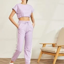 Νέος ✨ The Fashion Project Σετ Jogger παντελόνι και φουτεράκι με ρίγα - Λιλά ✨ -Φορέματα Εκπτώσεις set jogger panteloni kai fouteraki me riga 89259 ufb8