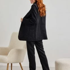 Εκπτωση 🤩 The Fashion Project Σετ κοτλέ σακάκι με παντελόνι - Μαύρο 💯 -Φορέματα Εκπτώσεις set kotle sakaki me panteloni 108575 w3wj