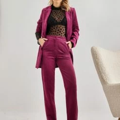 Ολοκαίνουργιο 🎁 The Fashion Project Σετ κοτλέ σακάκι με παντελόνι - Magenta ✔️ -Φορέματα Εκπτώσεις set kotle sakaki me panteloni 108578 21yg