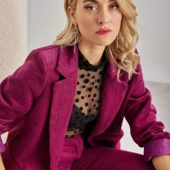 Ολοκαίνουργιο 🎁 The Fashion Project Σετ κοτλέ σακάκι με παντελόνι - Magenta ✔️ -Φορέματα Εκπτώσεις set kotle sakaki me panteloni 108578 m1dm