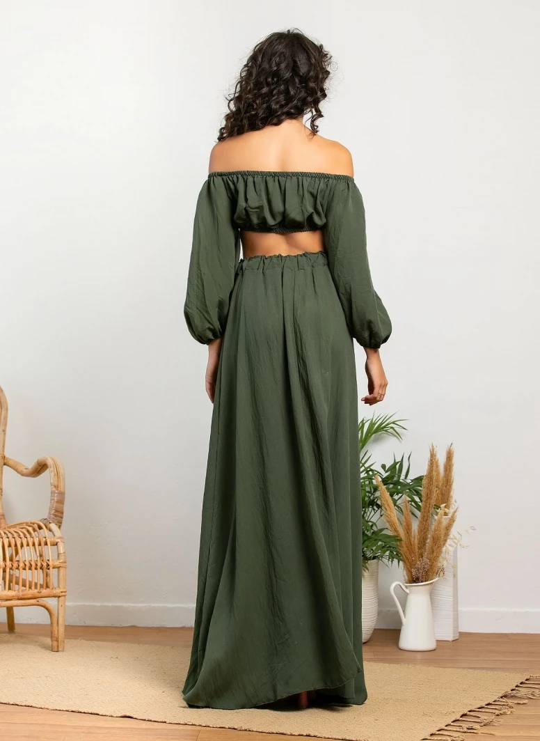 Best Pirce 🧨 The Fashion Project Σετ λινή φούστα με Cropped τοπάκι - Χακί ⌛ 5 Best Pirce 🧨 The Fashion Project Σετ λινή φούστα με Cropped τοπάκι - Χακί ⌛ - Image 5