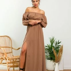 Νέος ✨ The Fashion Project Σετ λινή φούστα με Cropped τοπάκι - Caramel 🛒