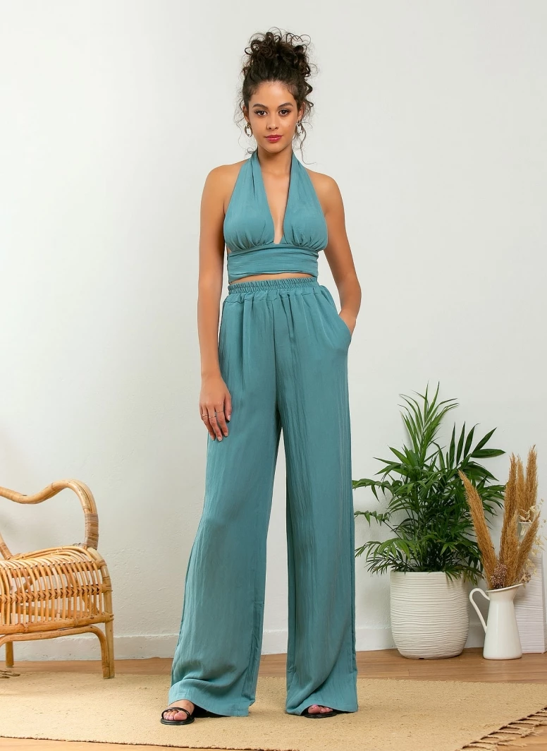 Προϋπολογισμός ⌛ The Fashion Project Σετ λινό παντελόνι με δετό τοπ - Μέντα ✔️ 2 Προϋπολογισμός ⌛ The Fashion Project Σετ λινό παντελόνι με δετό τοπ - Μέντα ✔️ - Image 2