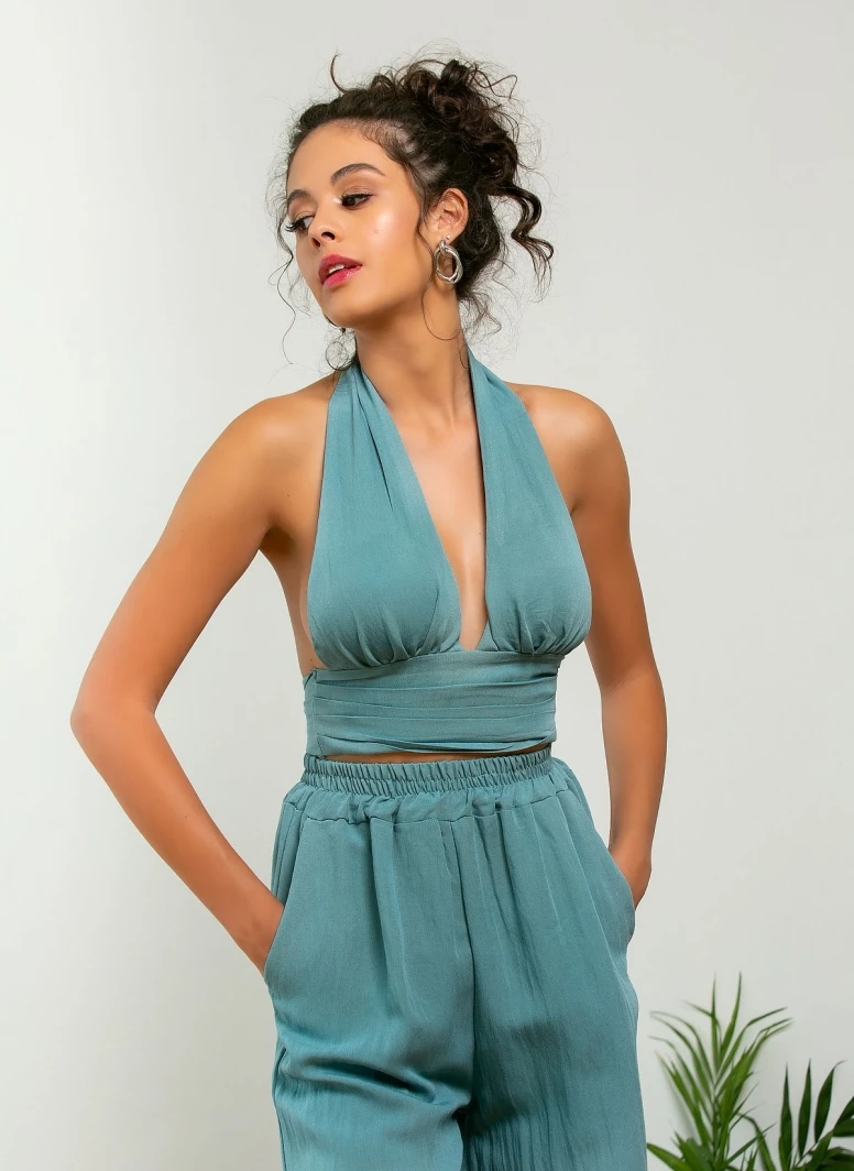 Προϋπολογισμός ⌛ The Fashion Project Σετ λινό παντελόνι με δετό τοπ - Μέντα ✔️ 3 Προϋπολογισμός ⌛ The Fashion Project Σετ λινό παντελόνι με δετό τοπ - Μέντα ✔️ - Image 3