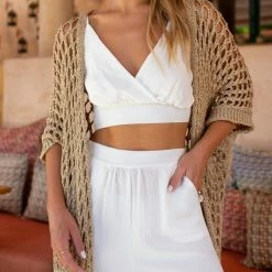 ΧΟΝΔΡΙΚΟ ΕΜΠΟΡΙΟ 😍 The Fashion Project Σετ λινό τοπ με παντελόνι ζιπ - Λευκό ✔️ -Φορέματα Εκπτώσεις set lino top me panteloni zip 105790 0k90