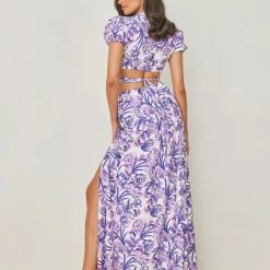 Καλύτερη πώληση 🎉 The Fashion Project Σετ μάξι φλοράλ φούστα με δετό τοπ - Μωβ 🌟 -Φορέματα Εκπτώσεις set maksi floral fousta me deto top 103780 8vv1